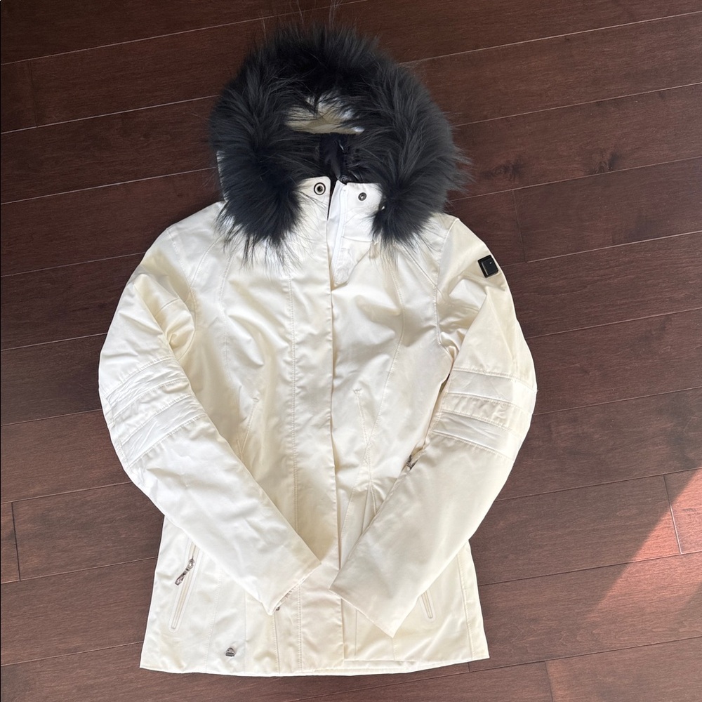 Spyder Women's White Jacket with Black Fur Trim